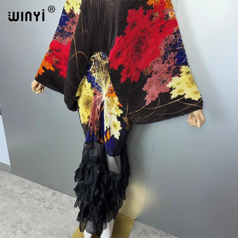 Pleated Elastic Loose Dress - Beach Cover Up Party Dress