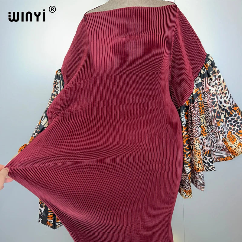 Bubble Sleeve Pleated Fashion Dress - Evening Party Wear