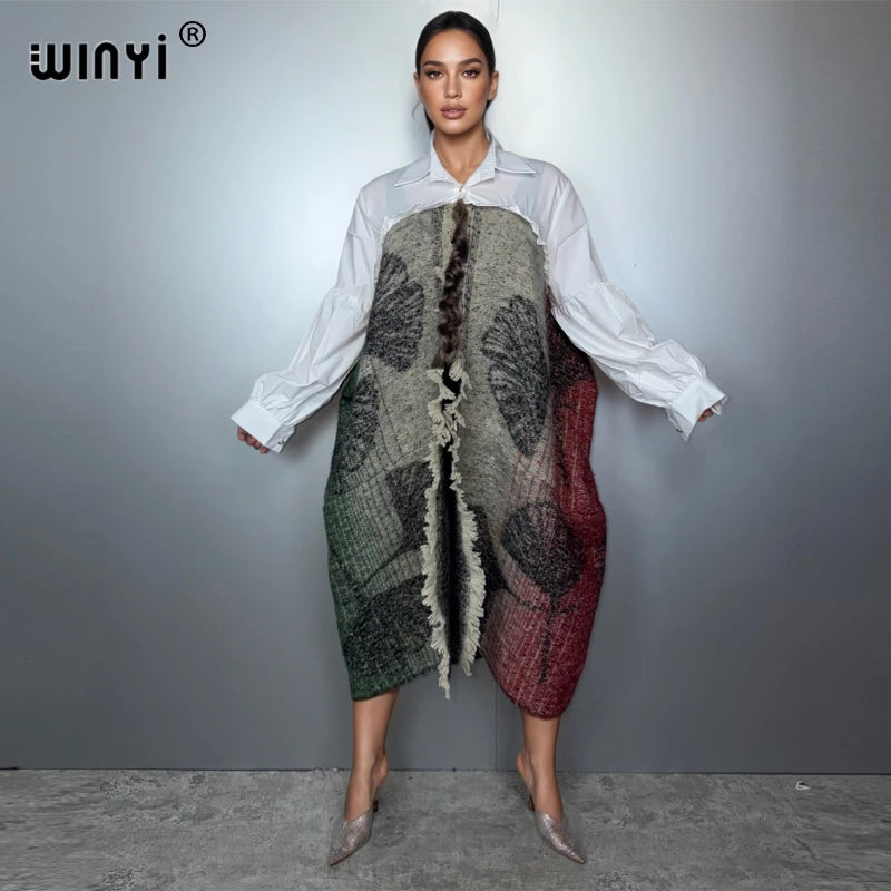Winter Luxury Dress Coat - Elegant Loose Overcoat with Poncho Style