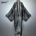 Leopard Print Kimono Caftan - Fashion Evening Abaya Party Dress