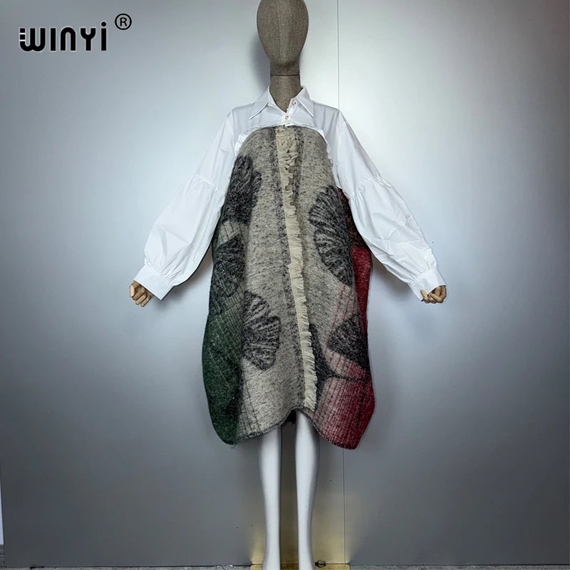 Winter Luxury Dress Coat - Elegant Loose Overcoat with Poncho Style