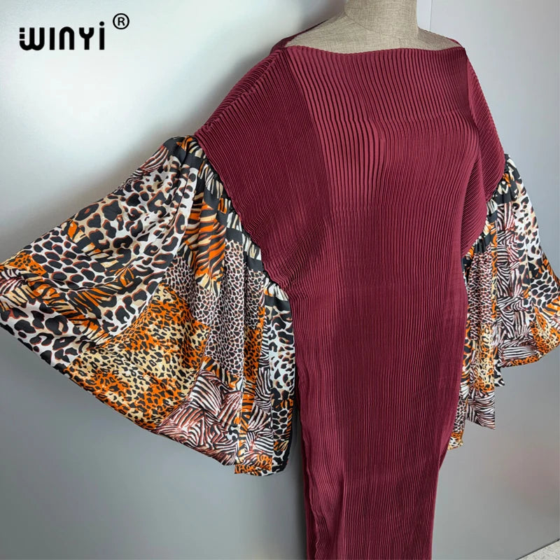 Bubble Sleeve Pleated Fashion Dress - Evening Party Wear