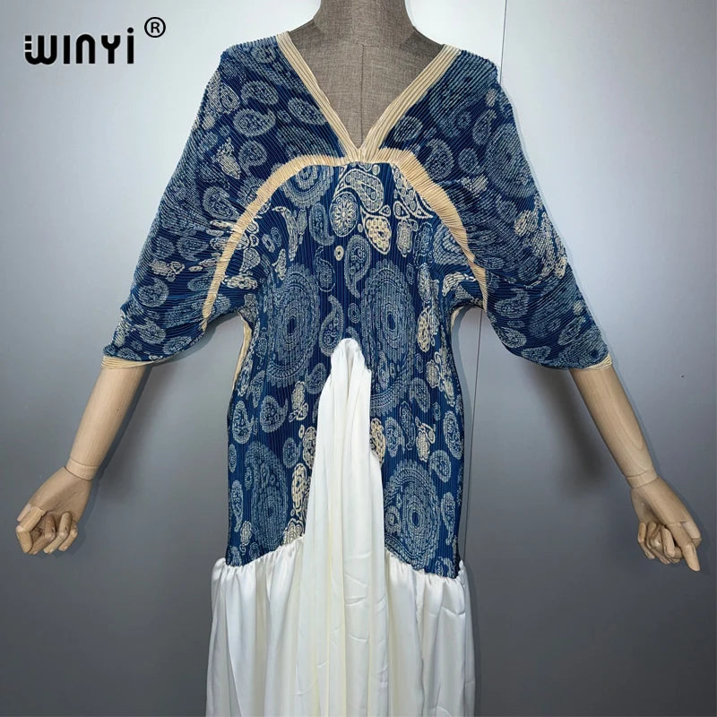 Pleated Elastic Slim Dress - Holiday Beach Fashion Kaftan
