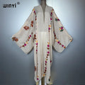 Kimono Embroidery Fashion Kaftans - Beach Cover Up Holiday Abaya