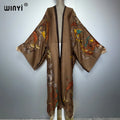 WINYI Africa boho kimono maxi dress beach cover up Cardigan maxi coat print kaftan beach outfits women muslim abaya dubai luxury