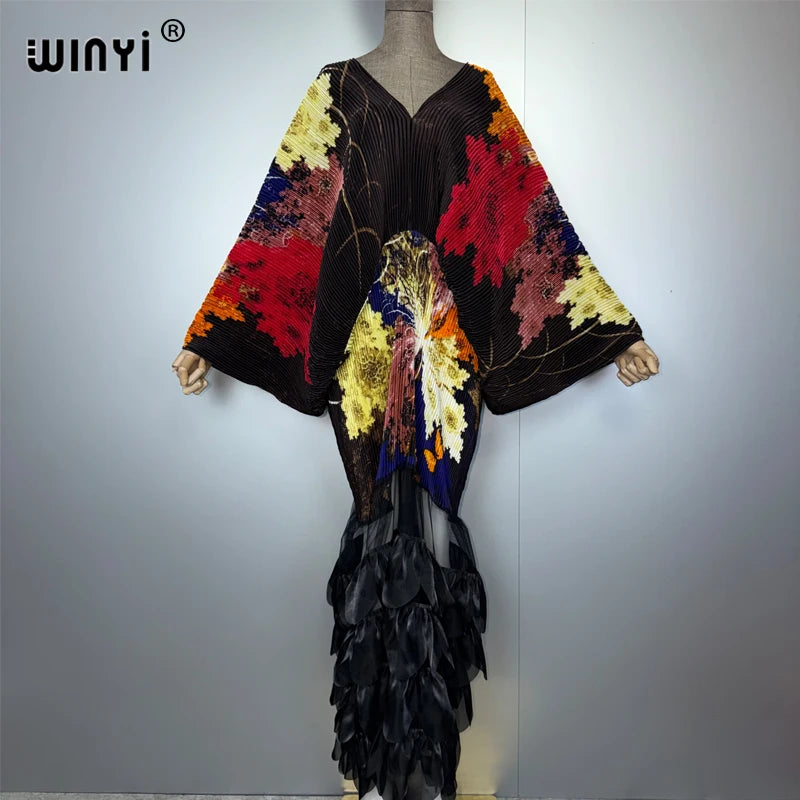 Pleated Elastic Loose Dress - Beach Cover Up Party Dress