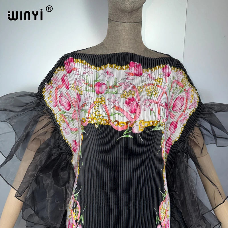 Africa Pleated Elastic Slim Dress - Beach Kaftan Party Dress