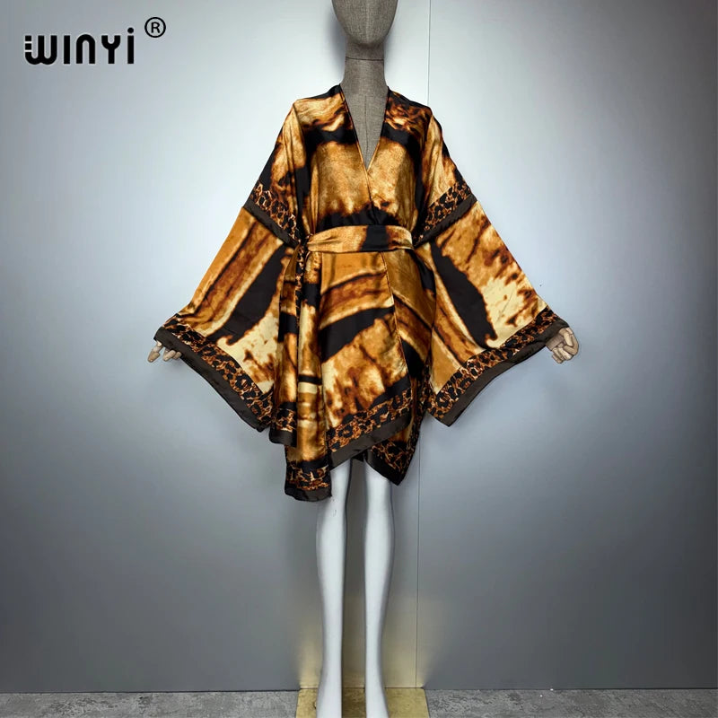 Kimono Beach Cover Up - Boho Cardigan with Self Belt