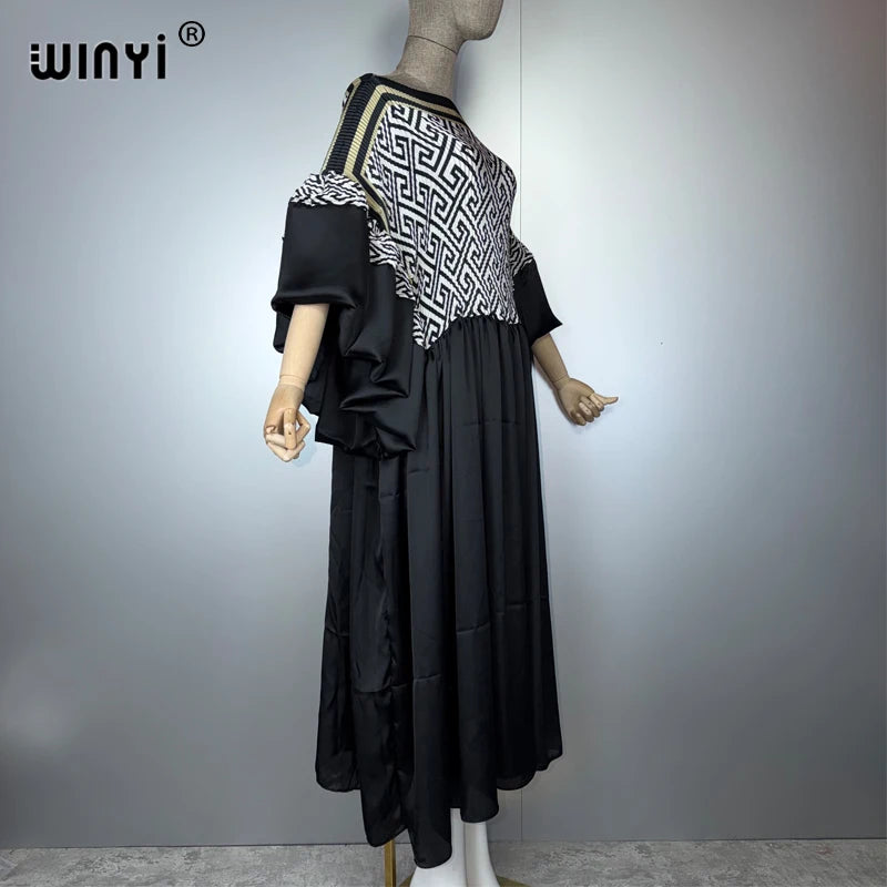 Bubble Sleeve Pleated Dress - Beach Cover Up Holiday Party Dress