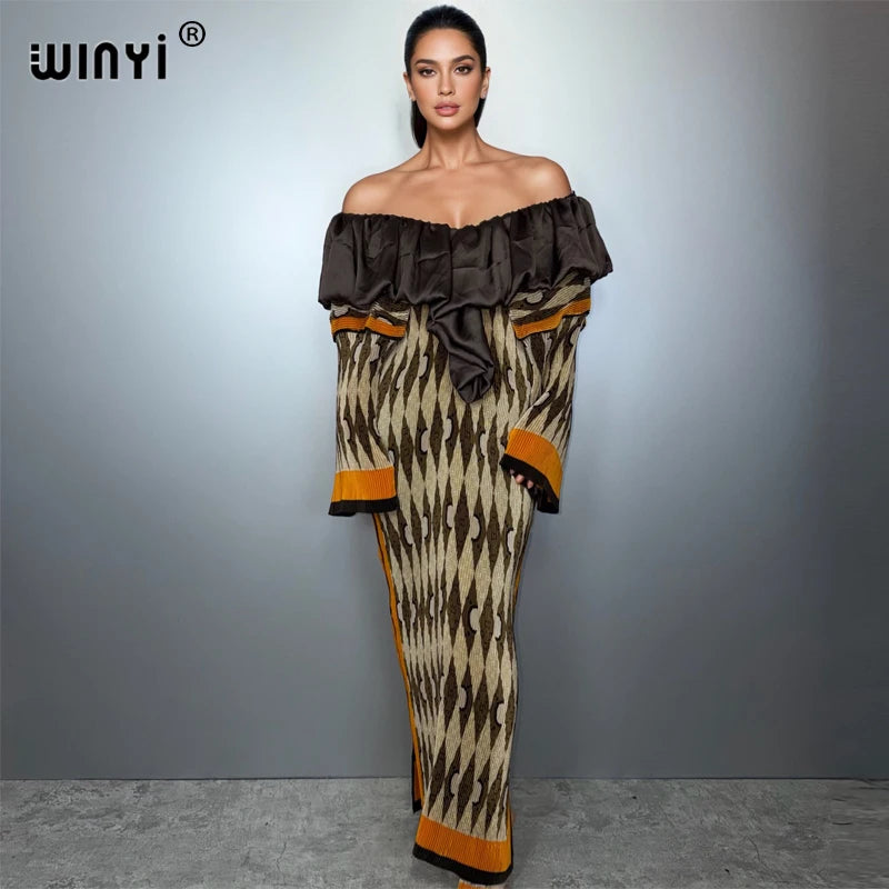 Pleated Elastic Slim Fashion Kaftan - Deep V Party Dress Abaya