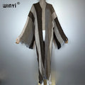 Bohemian Kimono Retro Stripe Cardigan - African Beach Cover Up