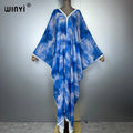V-neck Dress Arabic Traditional Print - Loose Holiday Beach Kaftan