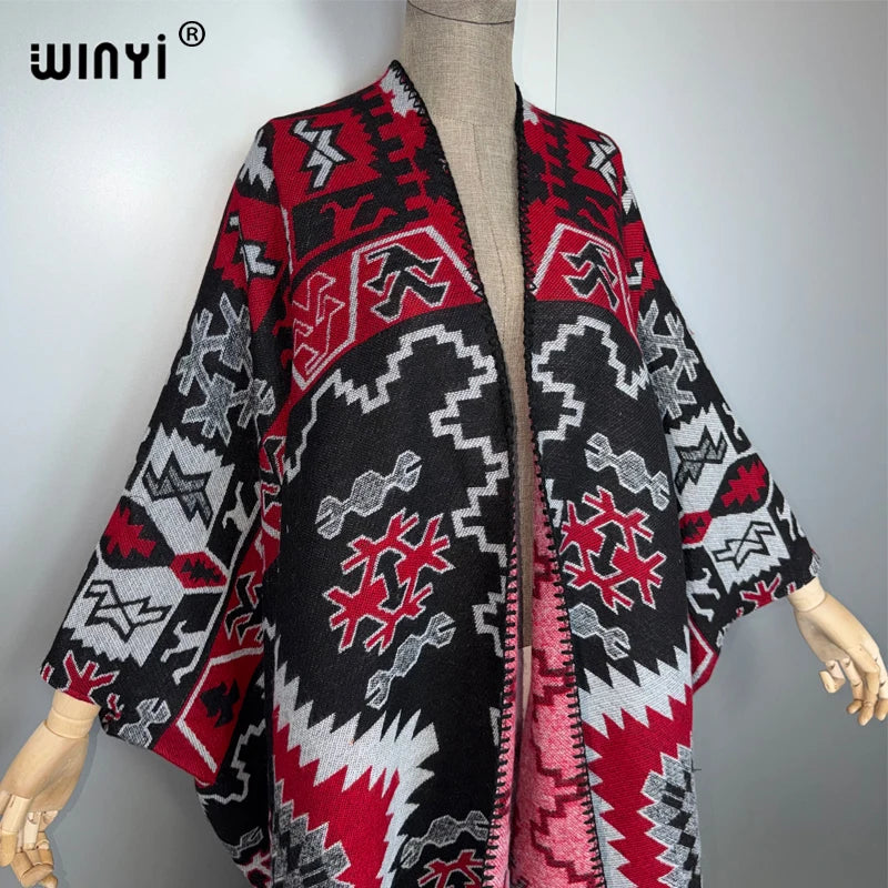 Cardigan Africa Print - Warm Kimono Poncho Abaya Dress