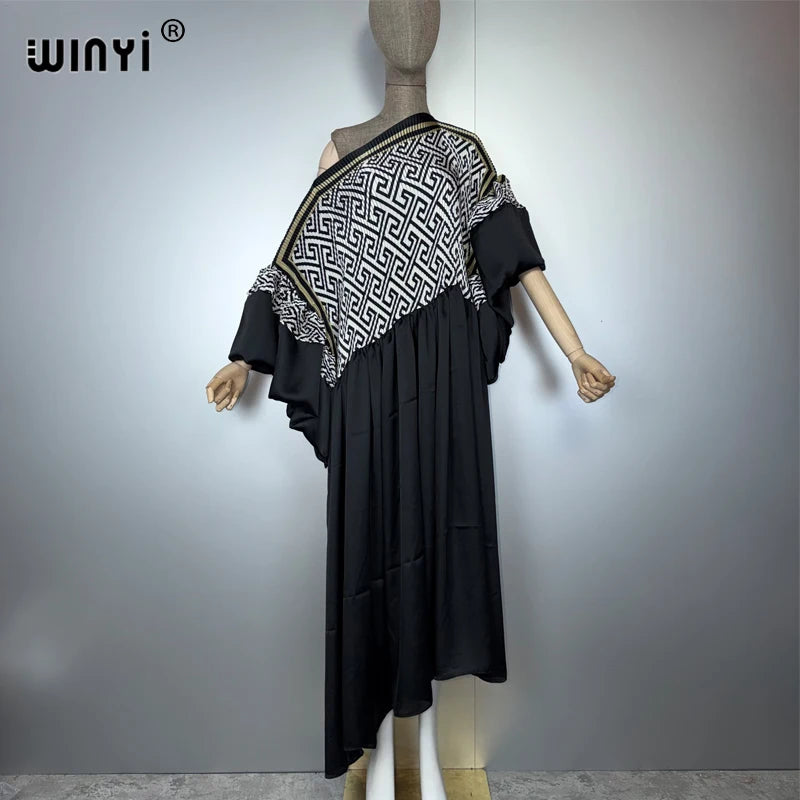 Bubble Sleeve Pleated Dress - Beach Cover Up Holiday Party Dress