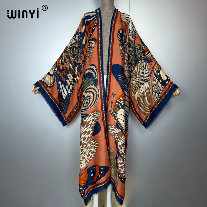 Africa Fashion Kimono Maxi Dress - Boho Print Cardigan