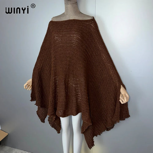 Africa Cloak Holiday Kaftan - Solid Color Elegant Robe Poncho