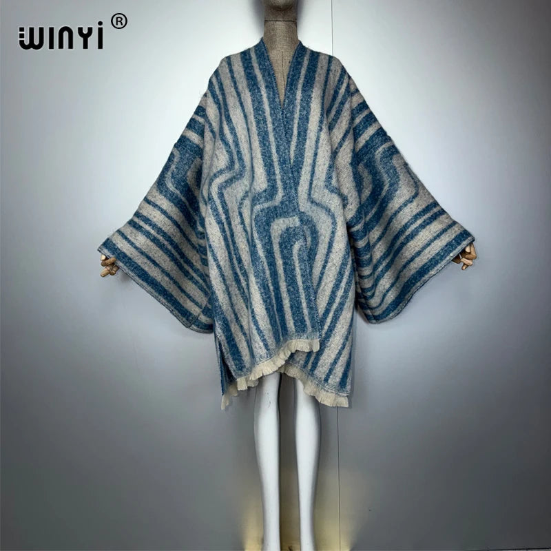 Designer Cape Warm Coat - Cardigan Abaya Cloak Poncho
