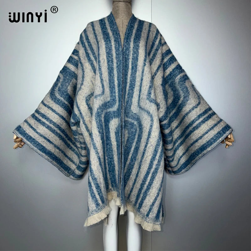 Designer Cape Warm Coat - Cardigan Abaya Cloak Poncho