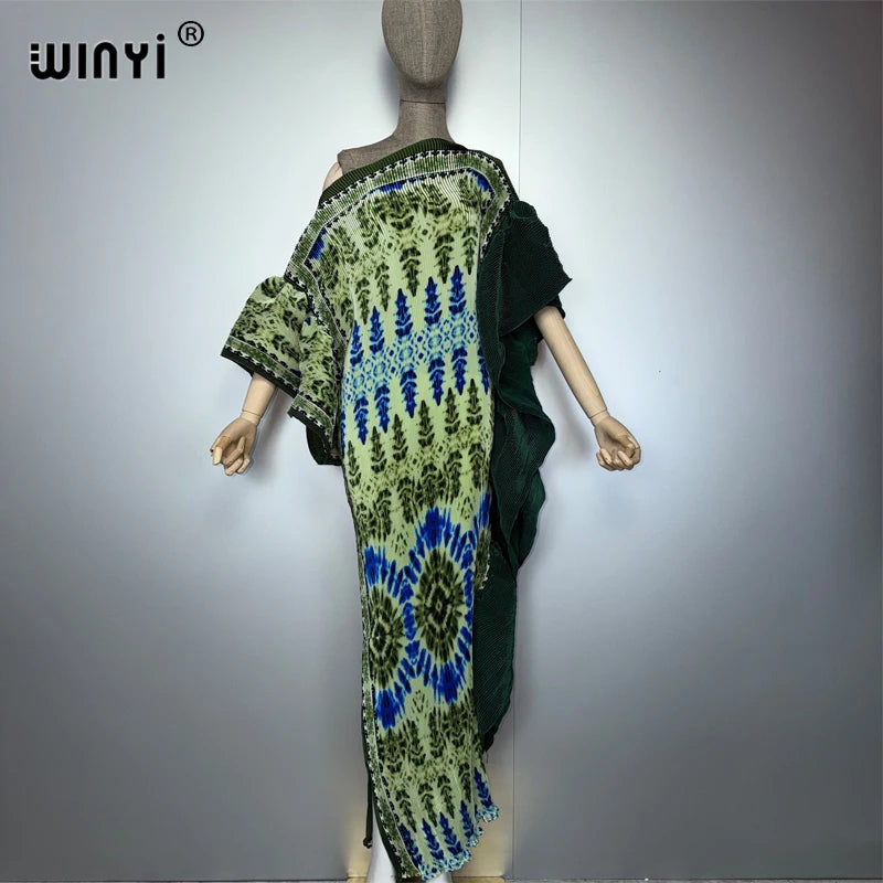 WINYI spring new Elastic slim dress Irregular sleeve dress boho robe Femme Vestidos holiday evening dress abaya fashion kaftan