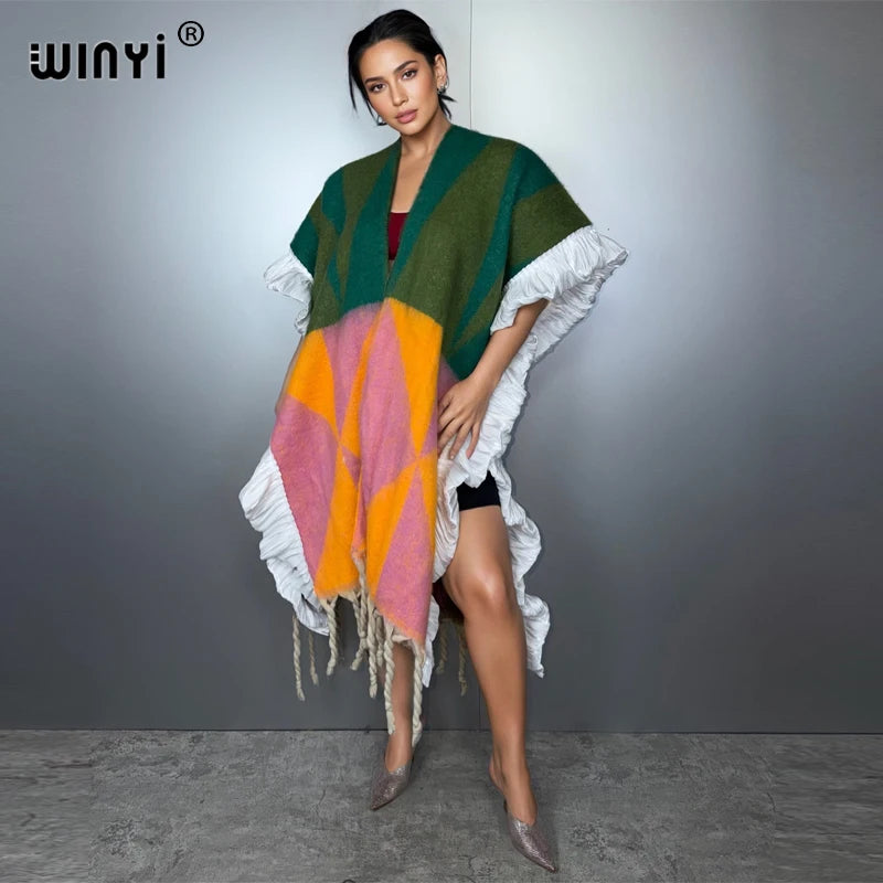 Designer Cape Warm Coat - Cardigan Abaya Cloak Poncho