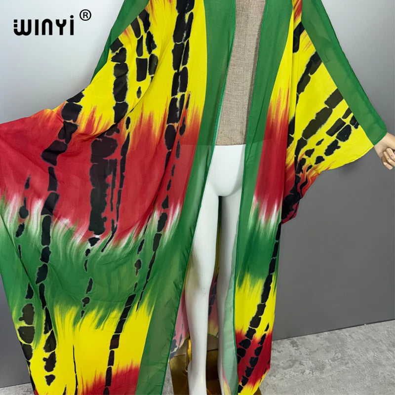 Africa Fashion Print Kimono - Boho Beach Cardigan Maxi Coat
