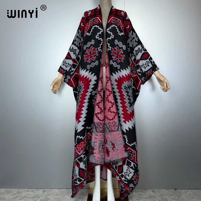 Cardigan Africa Print - Warm Kimono Poncho Abaya Dress