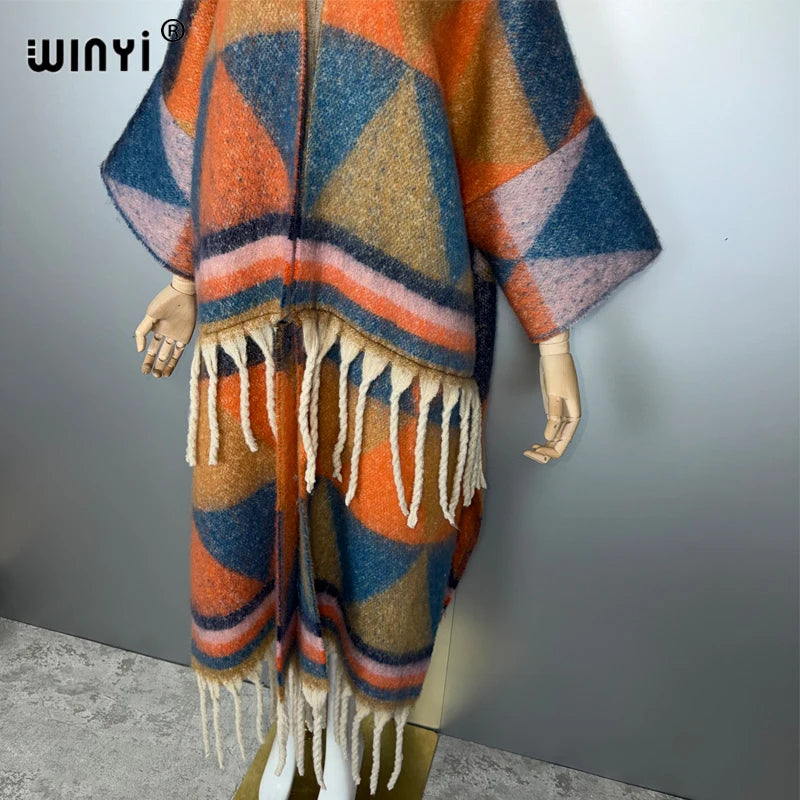 Catwalk Coat Print Tassel - Luxury Long Robe Warm Kimono
