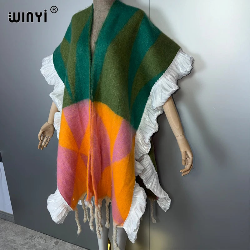 Designer Cape Warm Coat - Cardigan Abaya Cloak Poncho