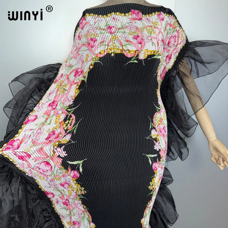 Africa Pleated Elastic Slim Dress - Beach Kaftan Party Dress