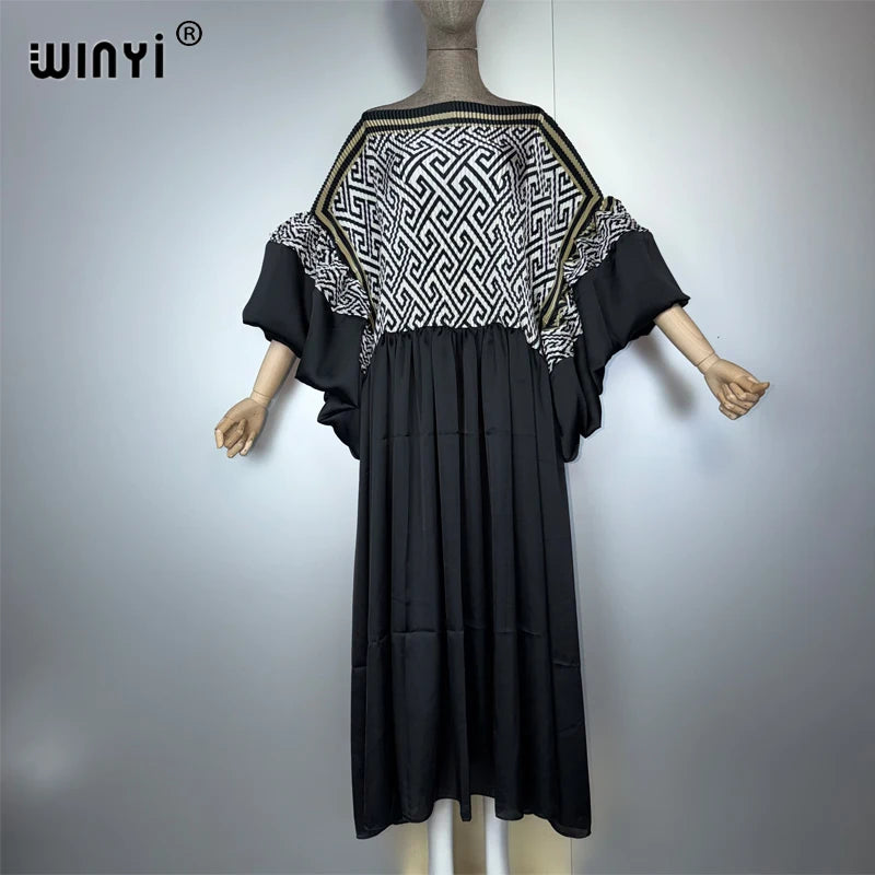 Bubble Sleeve Pleated Dress - Beach Cover Up Holiday Party Dress