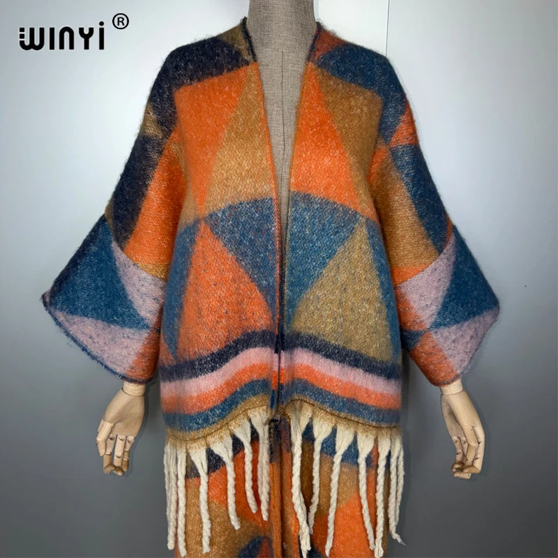 Catwalk Coat Print Tassel - Luxury Long Robe Warm Kimono