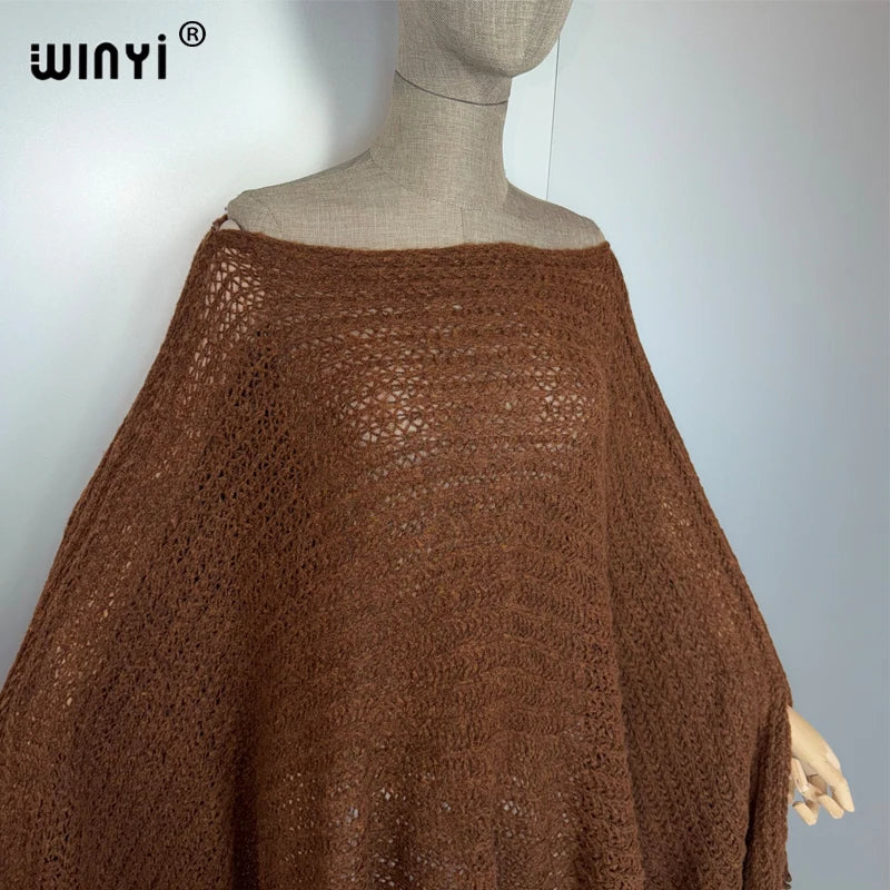 Africa Cloak Holiday Kaftan - Solid Color Elegant Robe Poncho