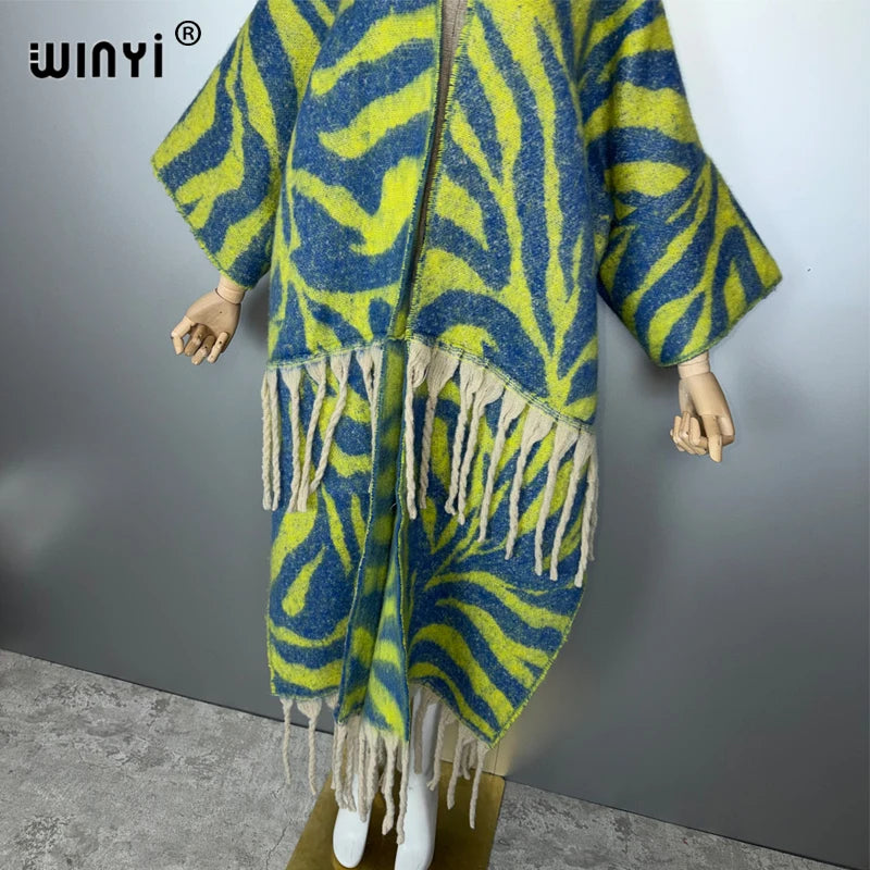 Fashion Cardigan Tassel Luxury - Long Warm Coat Kimono