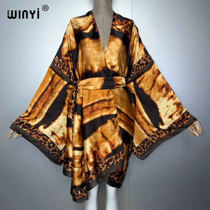 Kimono Beach Cover Up - Boho Cardigan with Self Belt
