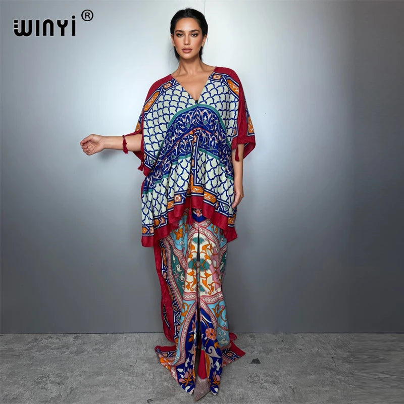 Fashion Kaftan Party Dress - Luxury Print Caftan Beachwear