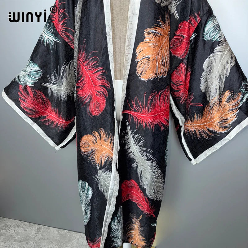 Africa New Print Kimono - Long Beach Cardigan Maxi Coat