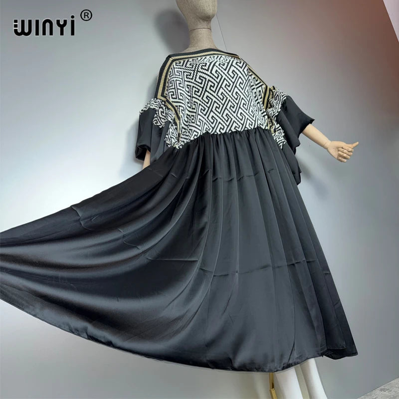 Bubble Sleeve Pleated Dress - Beach Cover Up Holiday Party Dress