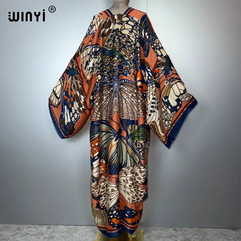 Africa Fashion Kimono Maxi Dress - Boho Print Cardigan