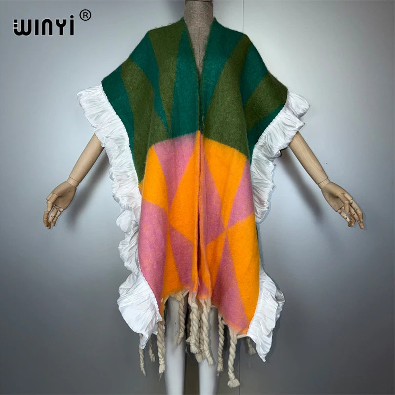Designer Cape Warm Coat - Cardigan Abaya Cloak Poncho
