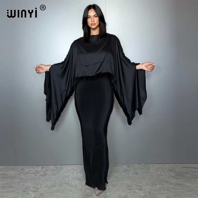 Elastic Slim Pleated Dress - Beach Wear Holiday Kaftan Abaya