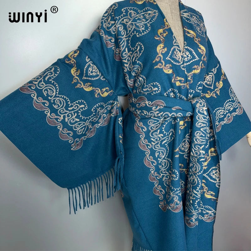 Winter Tassel Embroidery Coat - Thick Warm Kimono Cardigan