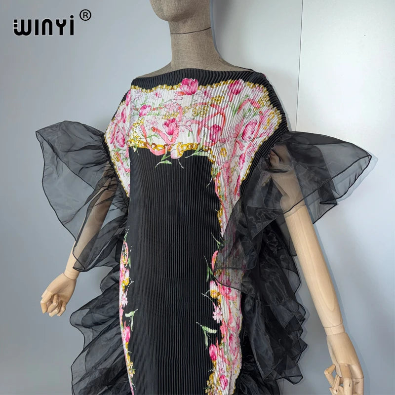 Africa Pleated Elastic Slim Dress - Beach Kaftan Party Dress