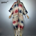 Cardigan Coat Print Tassel Kaftan - Luxury Warm Long Kimono