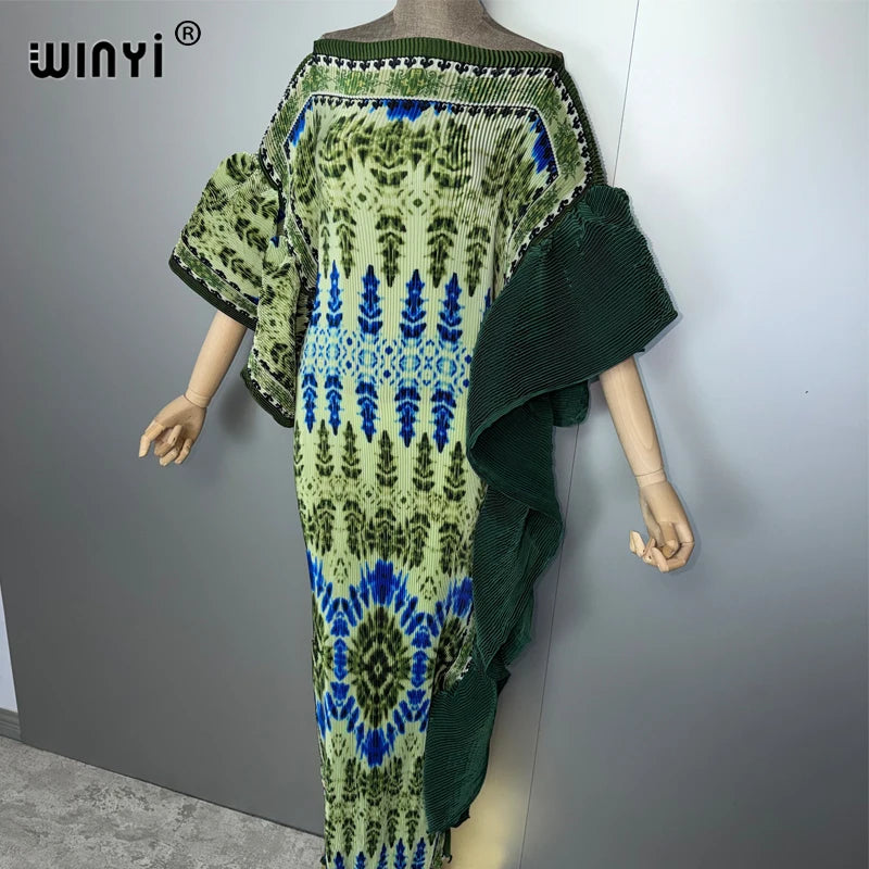 WINYI spring new Elastic slim dress Irregular sleeve dress boho robe Femme Vestidos holiday evening dress abaya fashion kaftan