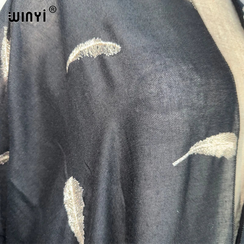 Kimono Retro Embroidery Kaftans - Beach Cover Up Holiday Abaya