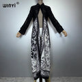 Long Coat Africa Lace Neckline - Street Wear Print Kaftan Abaya