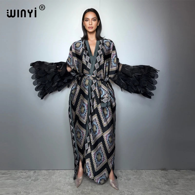 Fashion Holiday Kimono - Long Sleeve Boho Abaya Caftan