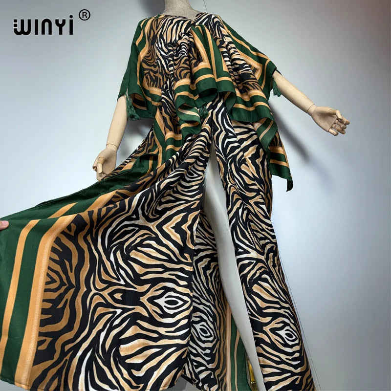 Fashion Kaftan Party Dress - Luxury Print Caftan Beachwear