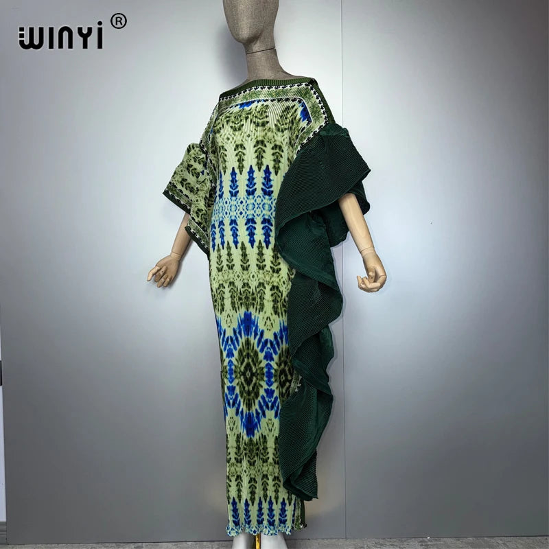 WINYI spring new Elastic slim dress Irregular sleeve dress boho robe Femme Vestidos holiday evening dress abaya fashion kaftan