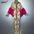 Pleated Elastic Slim Dress - Casual Beach Cover Up Boho Abaya